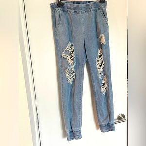 Stretch waistband jean joggers